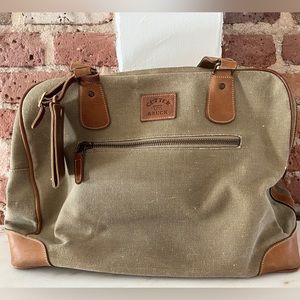 Vintage distressed Cutter & Buck canvas and leather weekender duffel bag